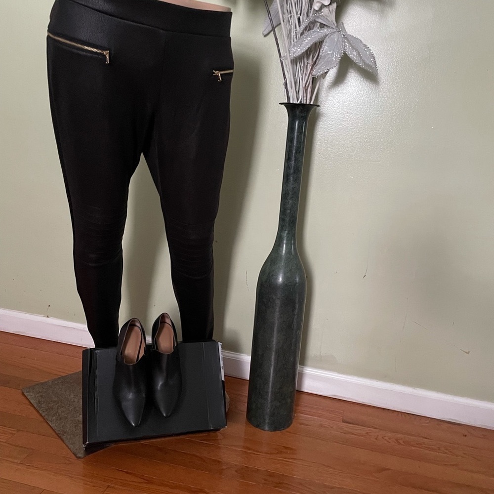 A.n.a.Black Faux Leather Leggings Size L